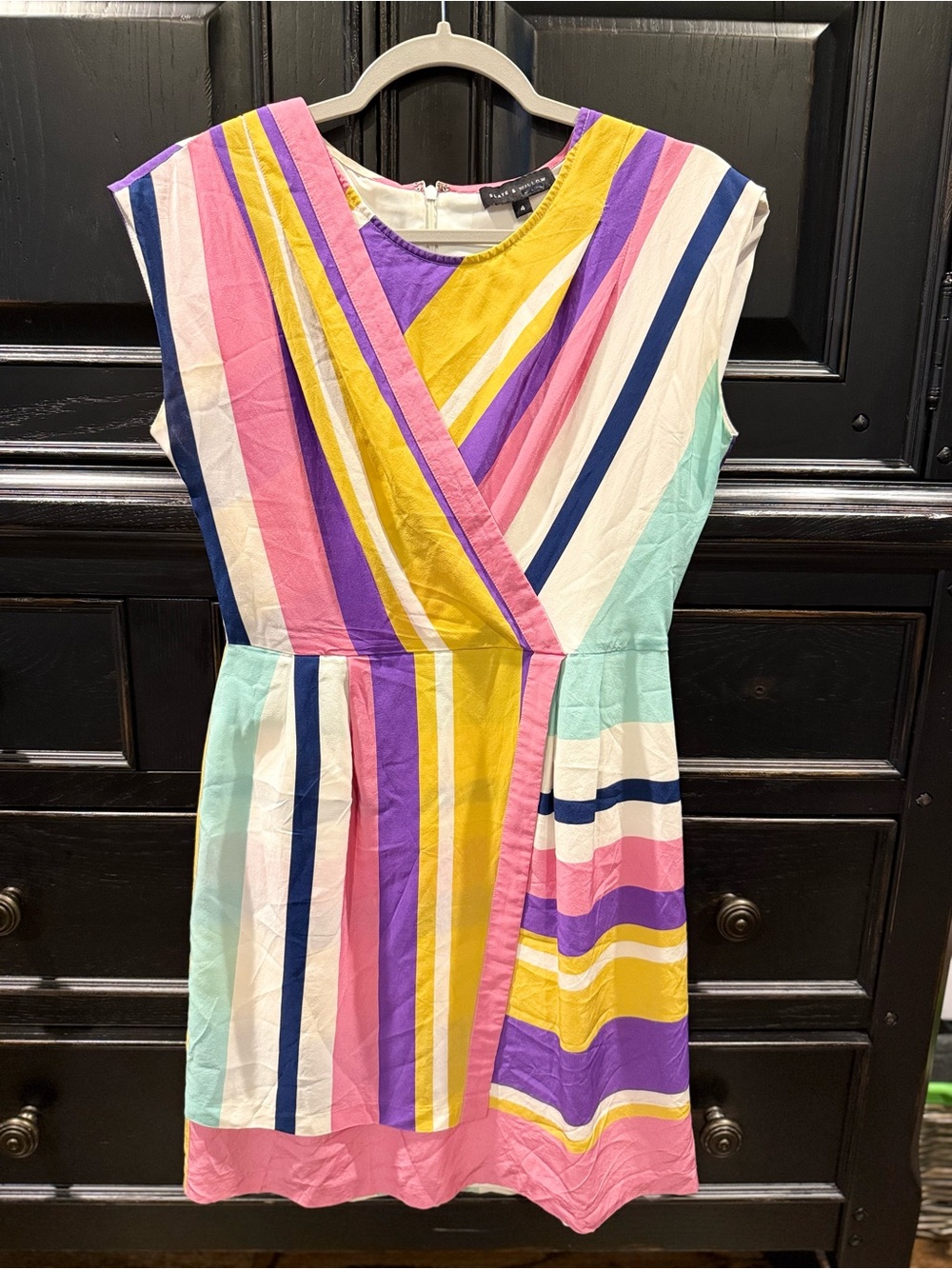 Slate & Willow Silk Multi-Color Striped Wrap-Style Kids Dress